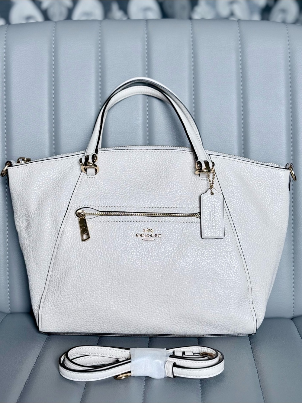 Coach NWOT Cream Pebbled Leather Prairie Satchel